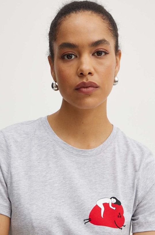 Marella t-shirt bawełniany szary 2423976044200