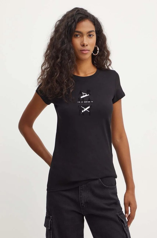 Armani Exchange tricou din bumbac negru 6DYT26.YJ3RZ