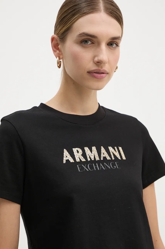 Памучна тениска Armani Exchange стандартна черен 6DYT36.YJ7VZ