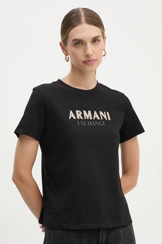 Памучна тениска Armani Exchange черен 6DYT36.YJ7VZ