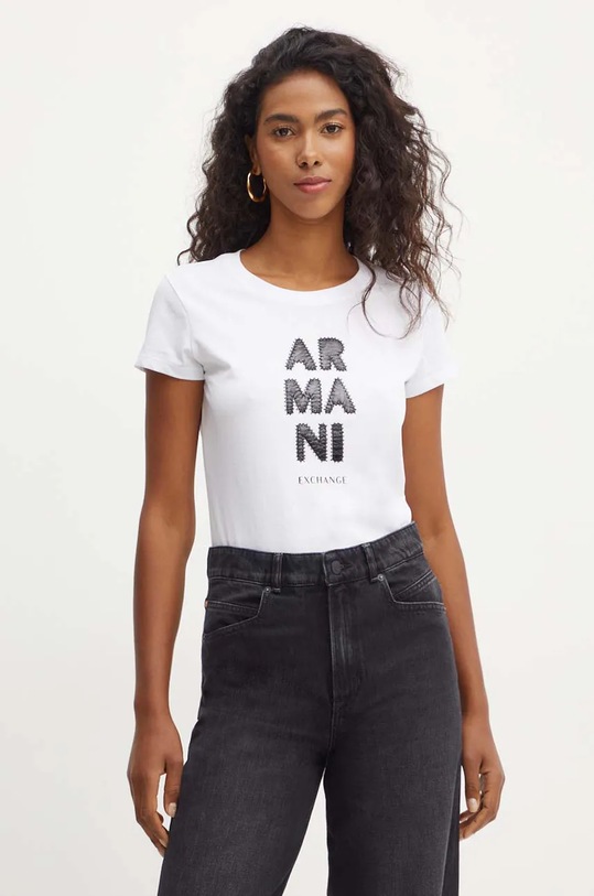 Armani Exchange tricou din bumbac imprimeu alb 6DYT39.YJ3RZ