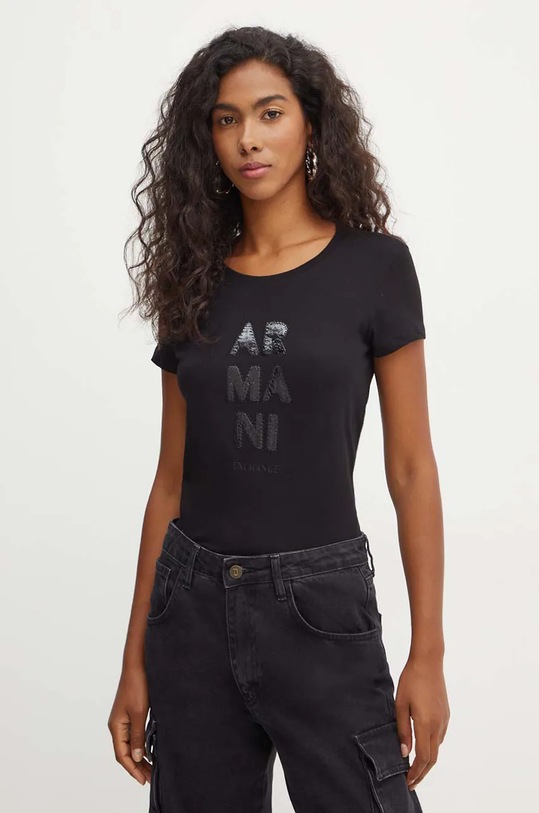 Armani Exchange tricou din bumbac imprimeu negru 6DYT39.YJ3RZ