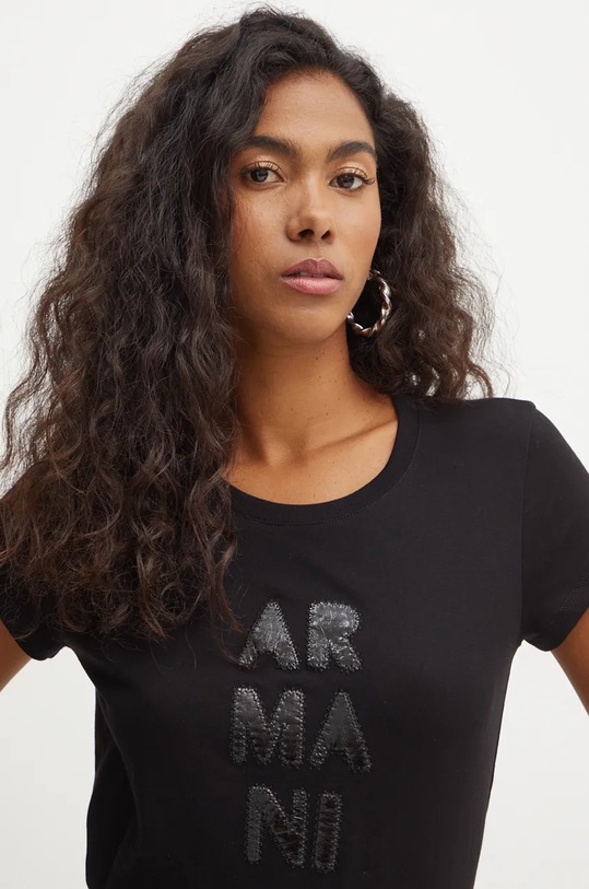 Armani Exchange tricou din bumbac negru 6DYT39.YJ3RZ