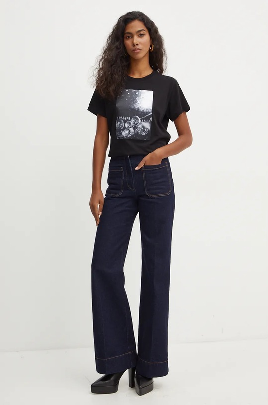 Pamučna majica Armani Exchange 6DYT42.YJ3RZ crna AW24