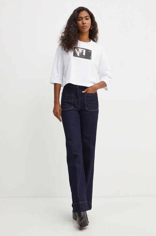 Armani Exchange tricou din bumbac 6DYT43.YJ7VZ alb AW24