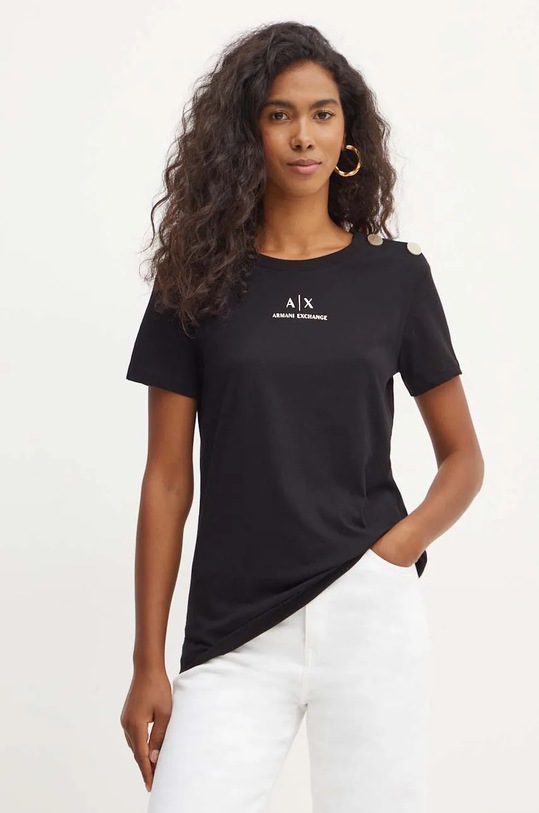 Armani Exchange tricou din bumbac print negru 6DYT46.YJ3RZ