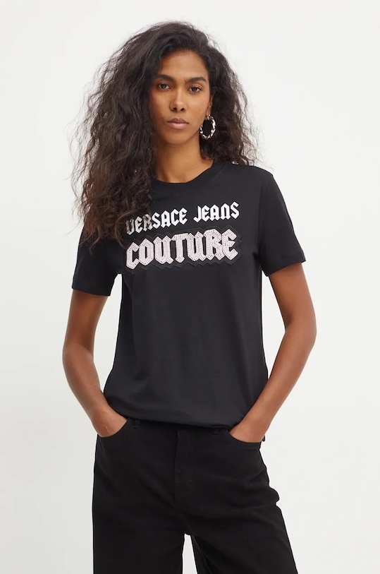 Бавовняна футболка Versace Jeans Couture бавовна чорний 77HAHC02.CJ01C