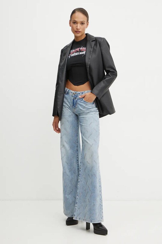 Βαμβακερό τοπ Versace Jeans Couture 77HAHL04.CJ01L μαύρο AW24