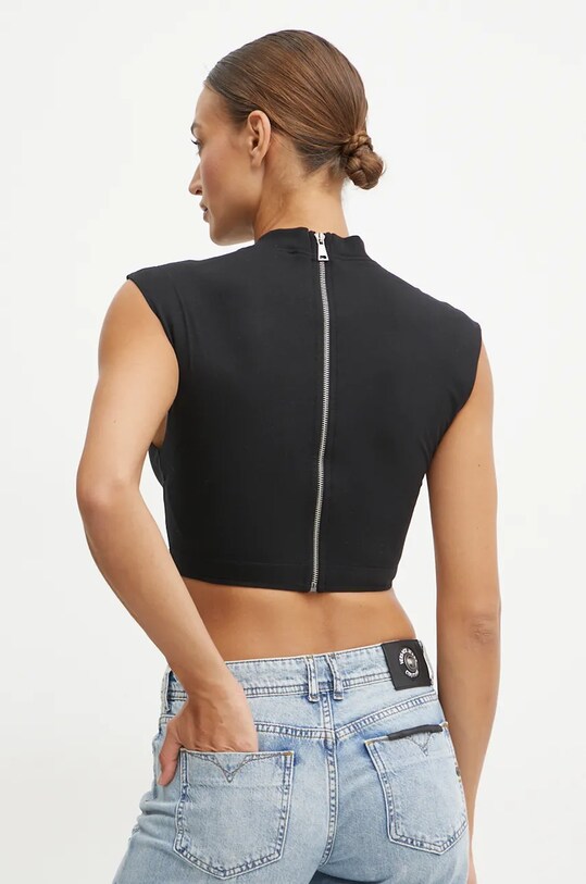 Ρούχα Βαμβακερό τοπ Versace Jeans Couture 77HAHL04.CJ01L μαύρο