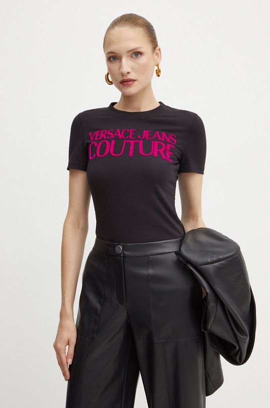 Tričko Versace Jeans Couture slim čierna 77HAHL01.CJ02L