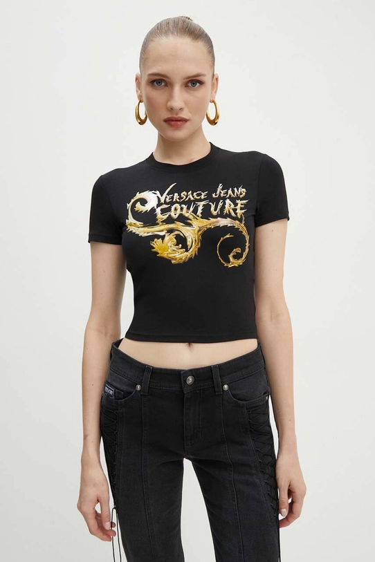 Versace Jeans Couture t-shirt z elastanem czarny 77HAHC00.CJ02C