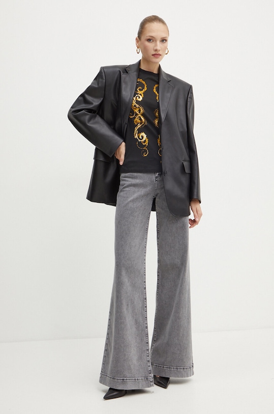 Bavlnené tričko Versace Jeans Couture 77HAH6P3.JS424 čierna AW24