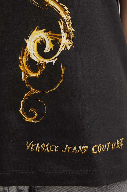 Bavlnené tričko Versace Jeans Couture 77HAH6P3.JS424 čierna