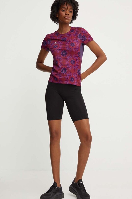 adidas Performance t-shirt treningowy x FARM Rio IX6985 bordowy AW24