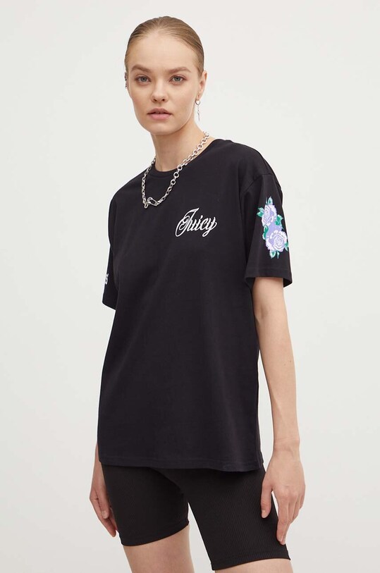 Odzież Juicy Couture t-shirt bawełniany ROSE UNISEX JCBCT224804.101 czarny