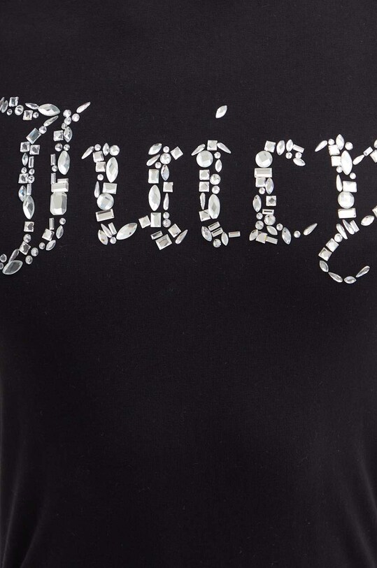 Juicy Couture t-shirt bawełniany DIAMANTE JEWEL GIRLFRIEND T-SHIRT- JCMCT224257.101 czarny