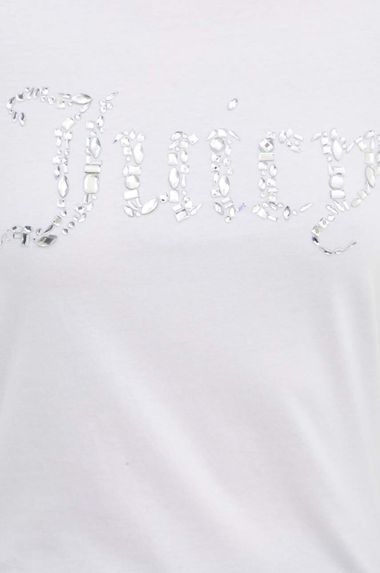 Juicy Couture t-shirt bawełniany DIAMANTE JEWEL GIRLFRIEND T-SHIRT- JCMCT224257.117 biały