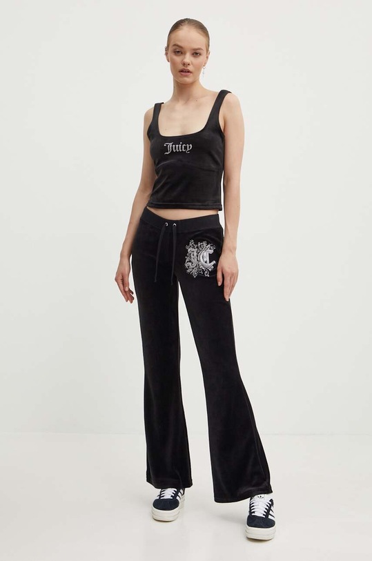 Juicy Couture top welurowy BROMLEY TOP JCWCT24301.101 czarny AW24