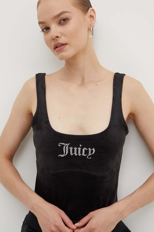 Juicy Couture top welurowy BROMLEY TOP czarny JCWCT24301.101
