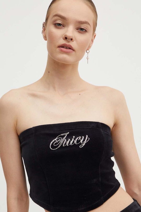 Juicy Couture top welurowy CVC BAILEY BANDEAU czarny JCWCT24344.101