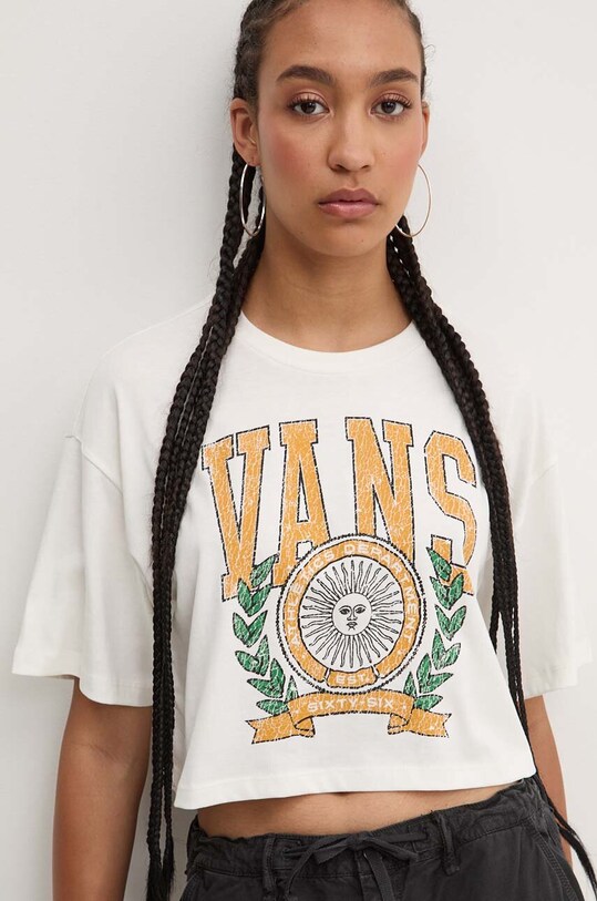 Pamučna majica Vans bež VN000HHEFS81