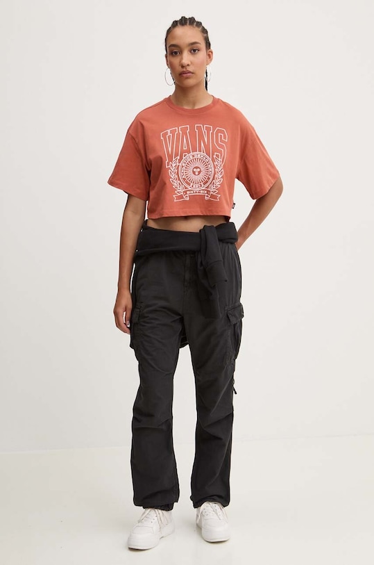 Bavlněné tričko Vans VN000HHEC9J1 hnědá AW24