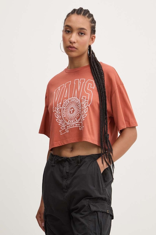 Bavlněné tričko Vans hnědá VN000HHEC9J1