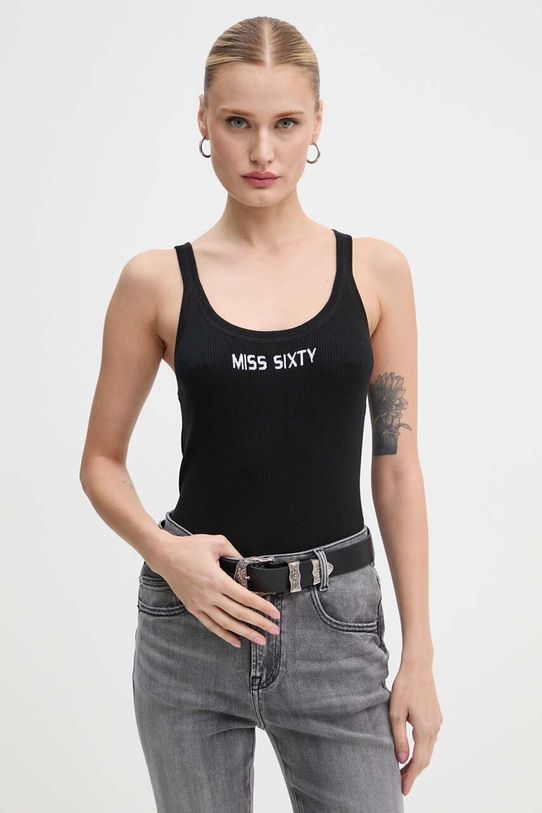 Pamučni top Miss Sixty natpis crna 6L2RJ3580000