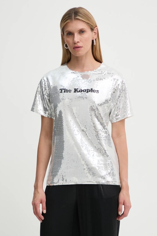 The Kooples tricou imprimeu argintiu FTSC29036K