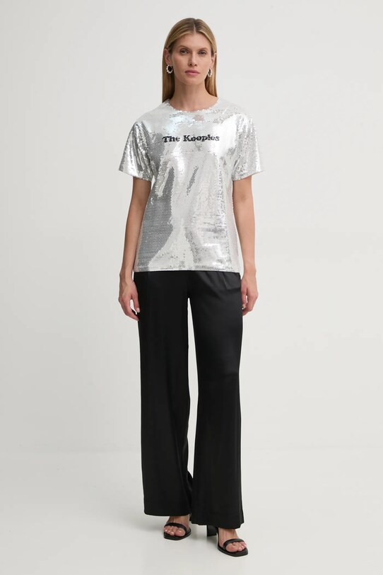 The Kooples tricou FTSC29036K argintiu AW24