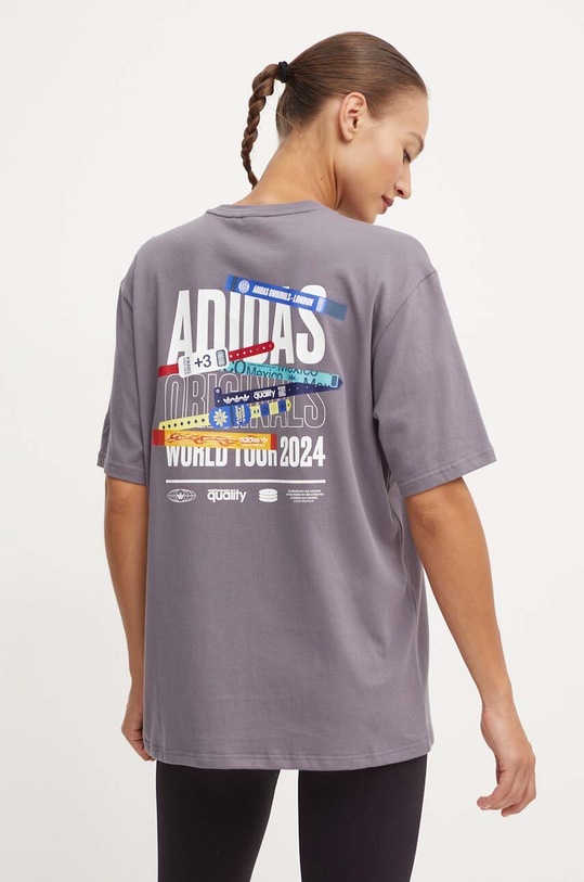 Бавовняна футболка adidas Originals сірий IX7658