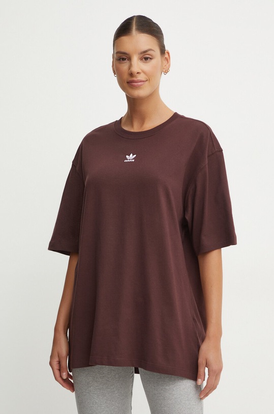 Бавовняна футболка adidas Originals коричневий IY7328
