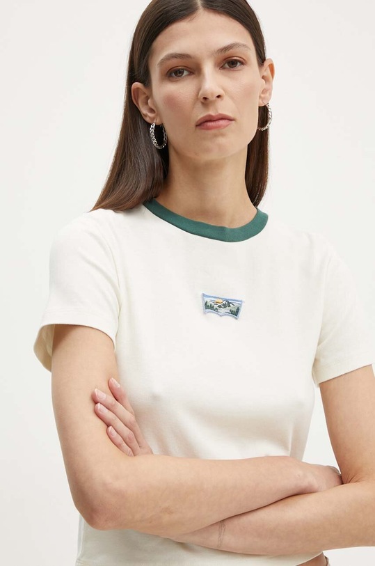 Bavlněné tričko Levi's slim béžová A8798