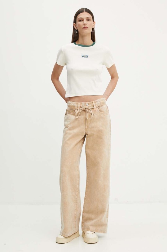 Bavlněné tričko Levi's A8798 béžová SS25