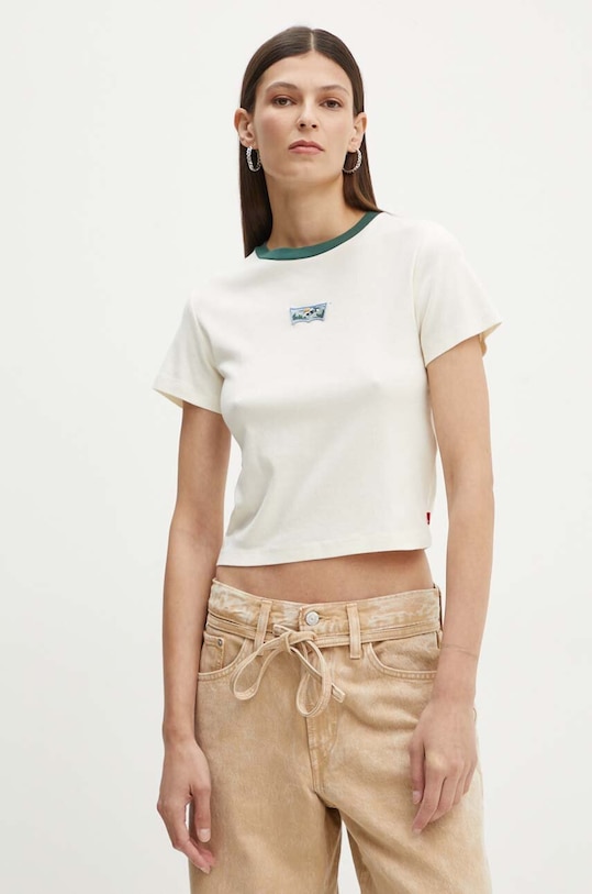 Bavlněné tričko Levi's béžová A8798