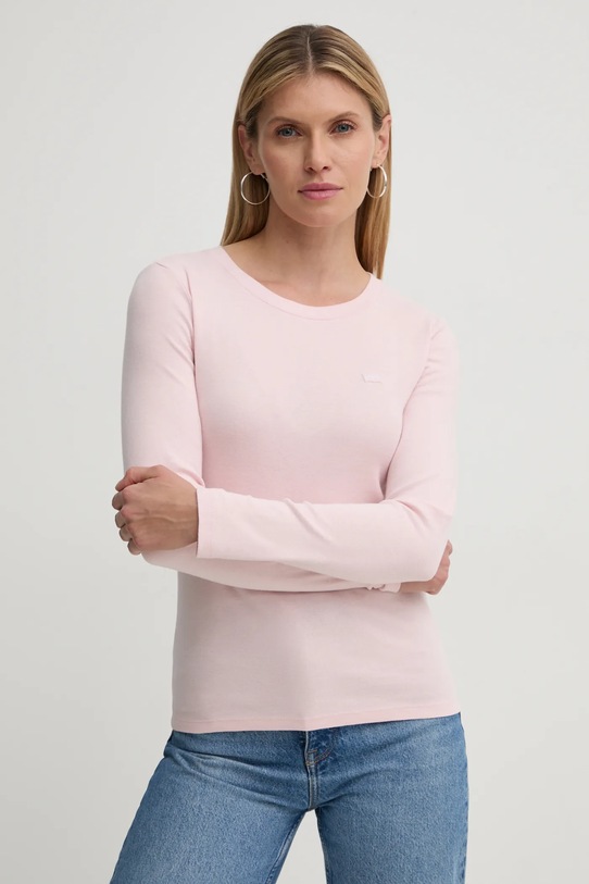 Tričko s dlouhým rukávem Levi's slim růžová 000KL