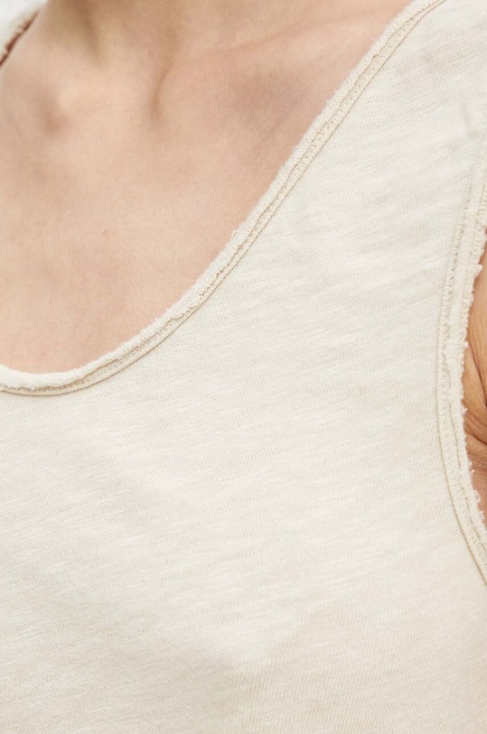 American Vintage top bawełniany SON29GH24 beżowy