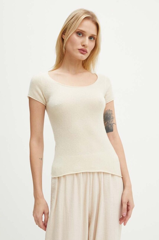 Шерстяная футболка American Vintage slim бежевый RAX18CH24