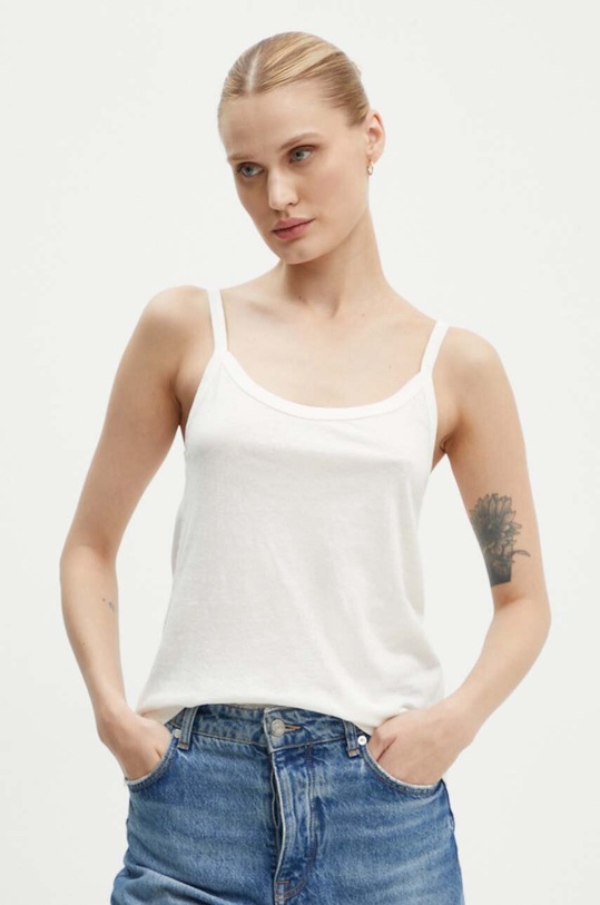 American Vintage top bawełniany bawełna beżowy GAMI01BH24