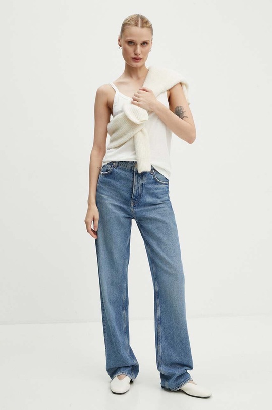 American Vintage top bawełniany GAMI01BH24 beżowy AW24