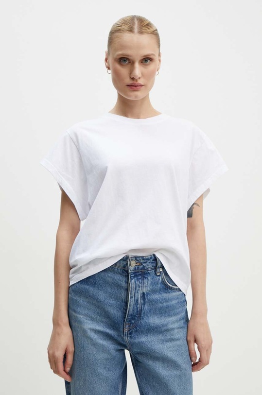 Bavlněné tričko American Vintage kulatý bílá VUP02BH24