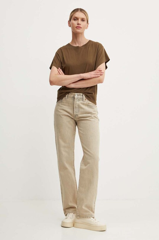 Βαμβακερό μπλουζάκι American Vintage VUP02BH24 πράσινο AW24