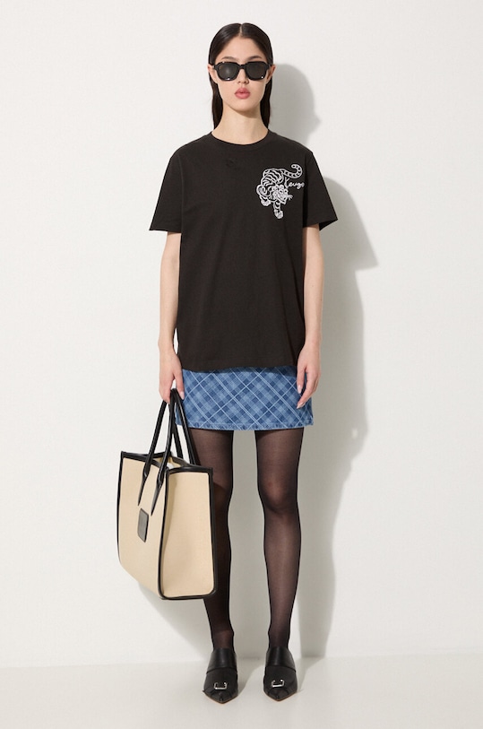Bavlněné tričko Kenzo Gots Star Tiger Emb Loose FE62TS1354SG.99J černá AW24