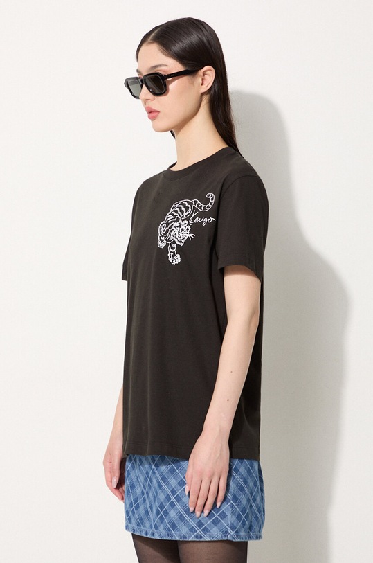 Bavlněné tričko Kenzo Gots Star Tiger Emb Loose černá FE62TS1354SG.99J