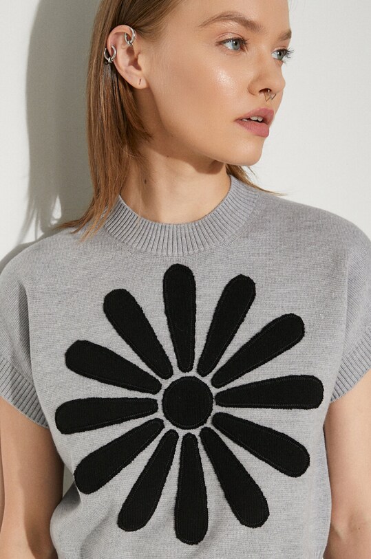 Вълнен пуловер Kenzo Marguerite Placed Top FE62PU4883CT.93 сив