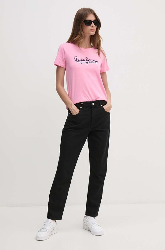 Pepe Jeans tricou din bumbac ENARA PL505879 roz AW24
