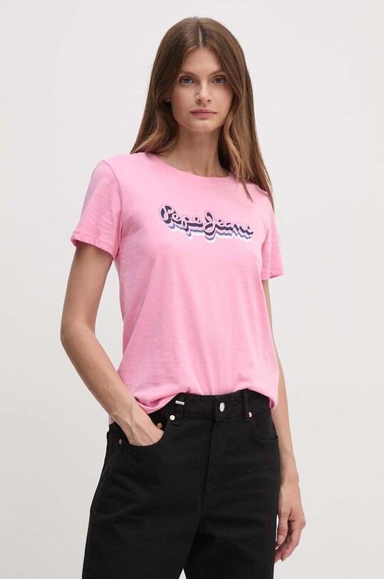 Pepe Jeans tricou din bumbac ENARA roz PL505879
