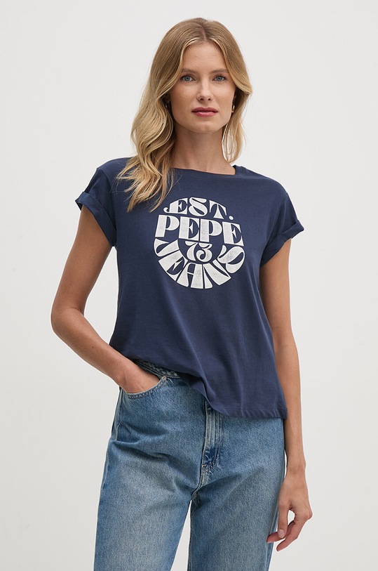 Бавовняна футболка Pepe Jeans ELVIA regular темно-синій PL505881