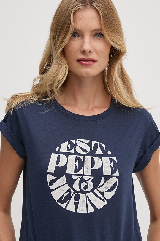 Бавовняна футболка Pepe Jeans ELVIA темно-синій PL505881