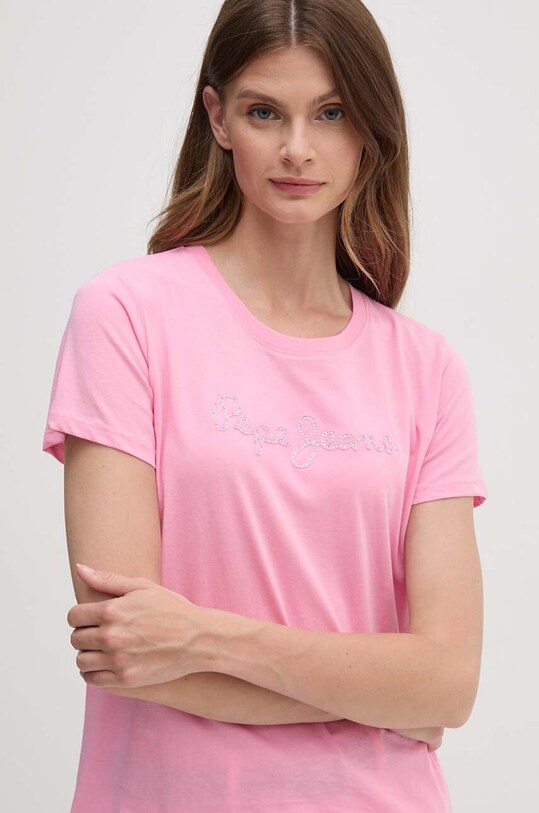 Pepe Jeans t-shirt bawełniany ESPE nadruk różowy PL505896